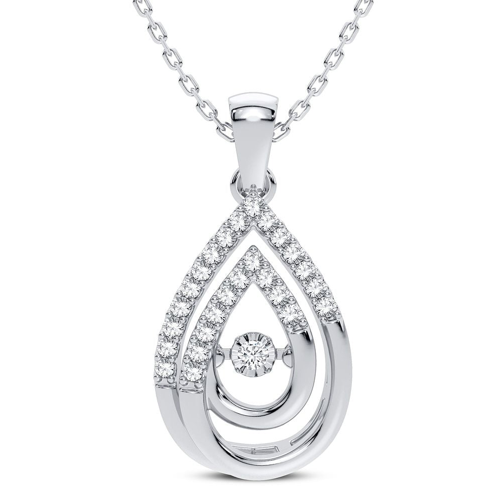 Chic 14k White Gold 0.18CT Lab Diamond Womens Pendant