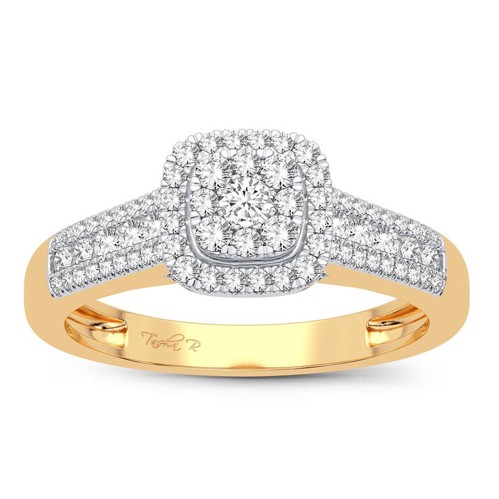 14K Yellow Gold Lab Diamond Womens Fashion Ring - 0.45CT