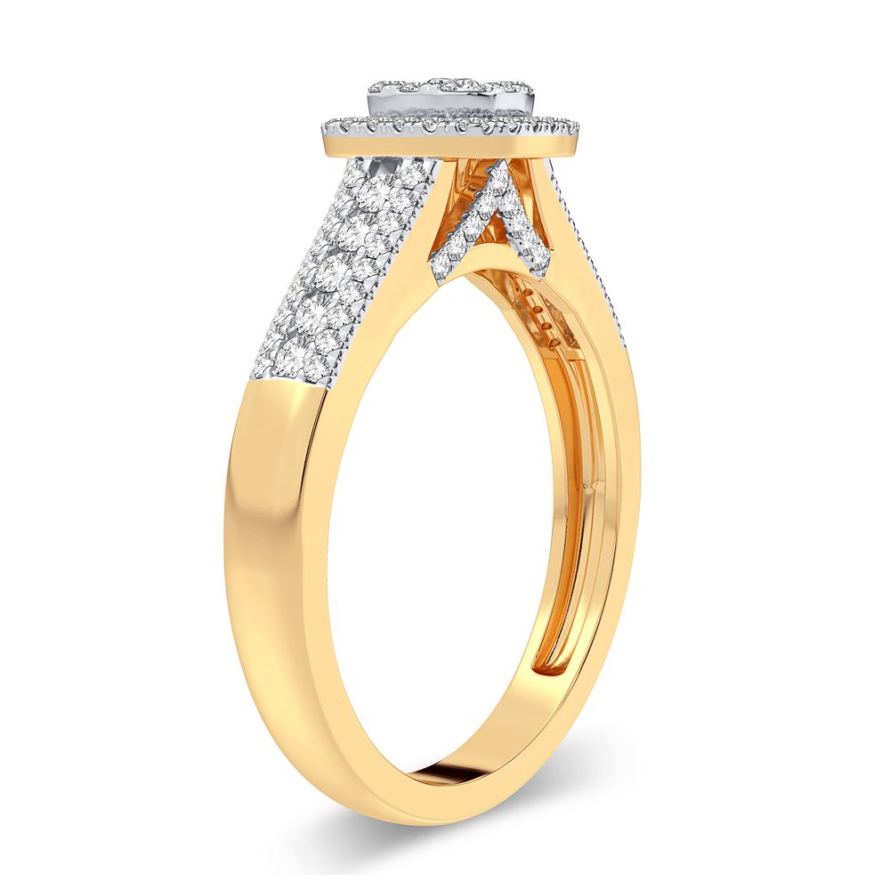 14K Yellow Gold Lab Diamond Womens Fashion Ring - 0.45CT