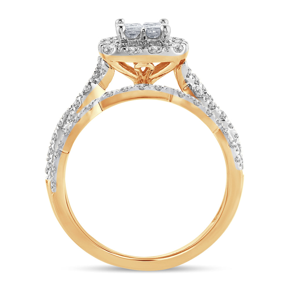 Brilliant 14K Yellow Gold 1CT Lab Diamond Engagement Ring