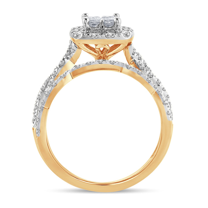 Brilliant 14K Yellow Gold 1CT Lab Diamond Engagement Ring