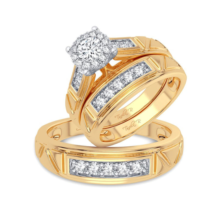 14k Yellow Gold Lab Diamond Trio Set - Timeless Elegance
