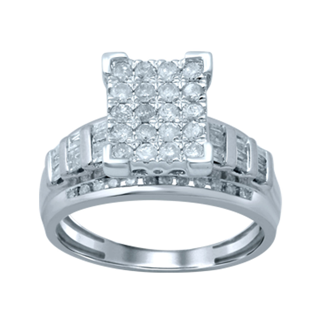 Chic 10k White Gold 2CT Lab Diamond Womens Fashion Ring