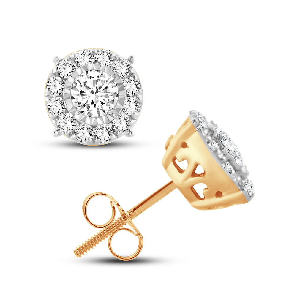14k Yellow Gold Lab Diamond Stud Earrings for Women
