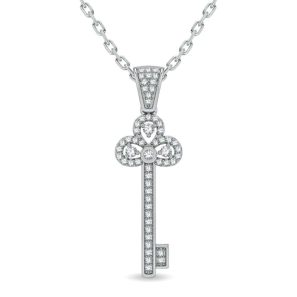 Chic 14k White Gold Lab Diamond Womens Pendant