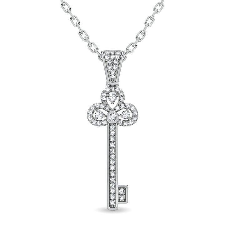 Chic 14k White Gold Lab Diamond Womens Pendant