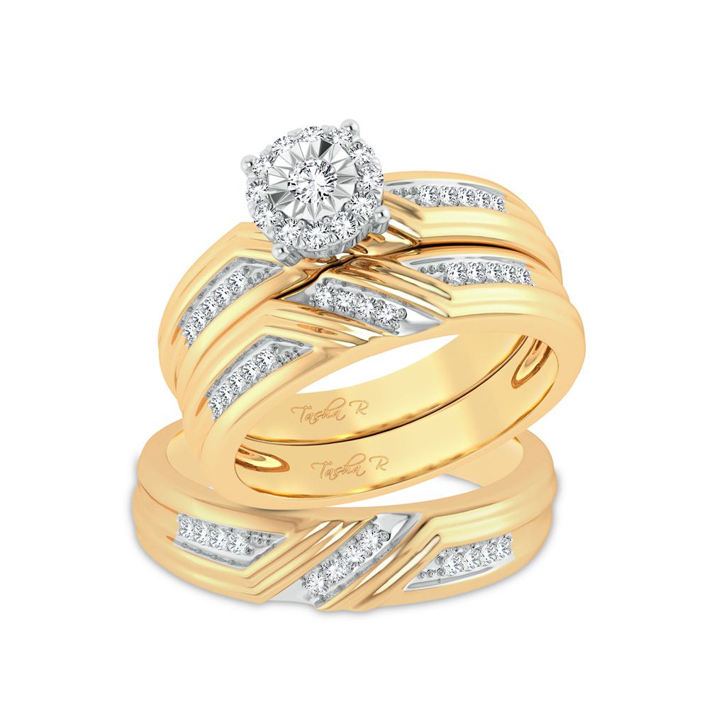 10k Yellow Gold 0.43ct Lab Diamond Trio Wedding Set