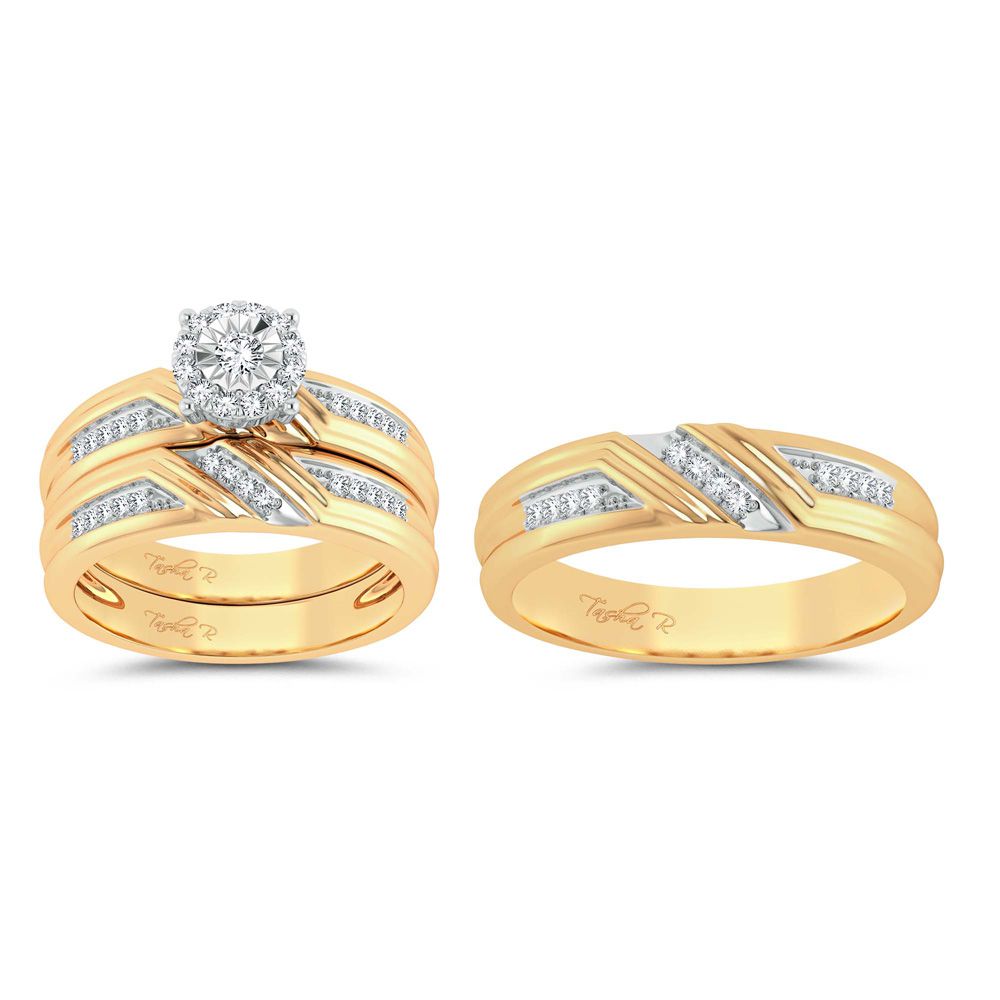 10k Yellow Gold 0.43ct Lab Diamond Trio Wedding Set