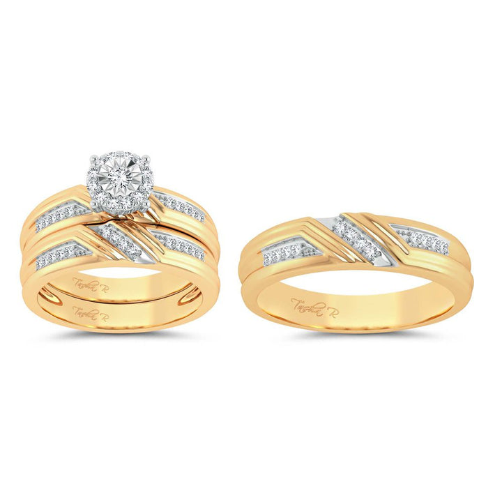 10k Yellow Gold 0.43ct Lab Diamond Trio Wedding Set