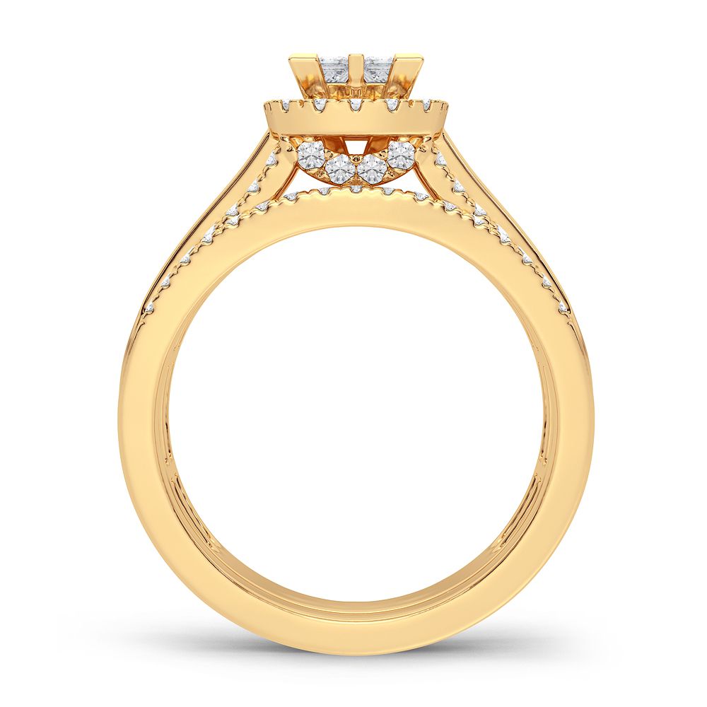 Radiant 14k Yellow Gold 1CT Lab Diamond Bridal Ring