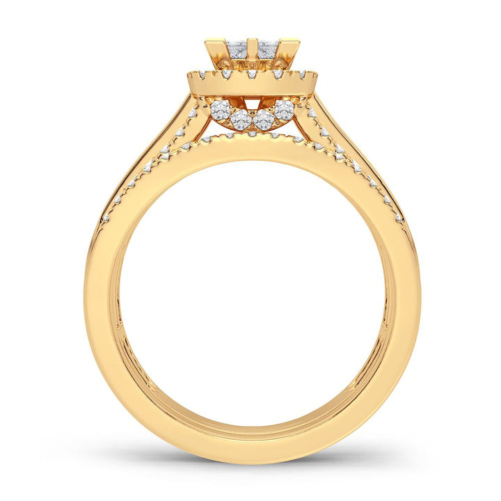 Radiant 14k Yellow Gold 1CT Lab Diamond Bridal Ring