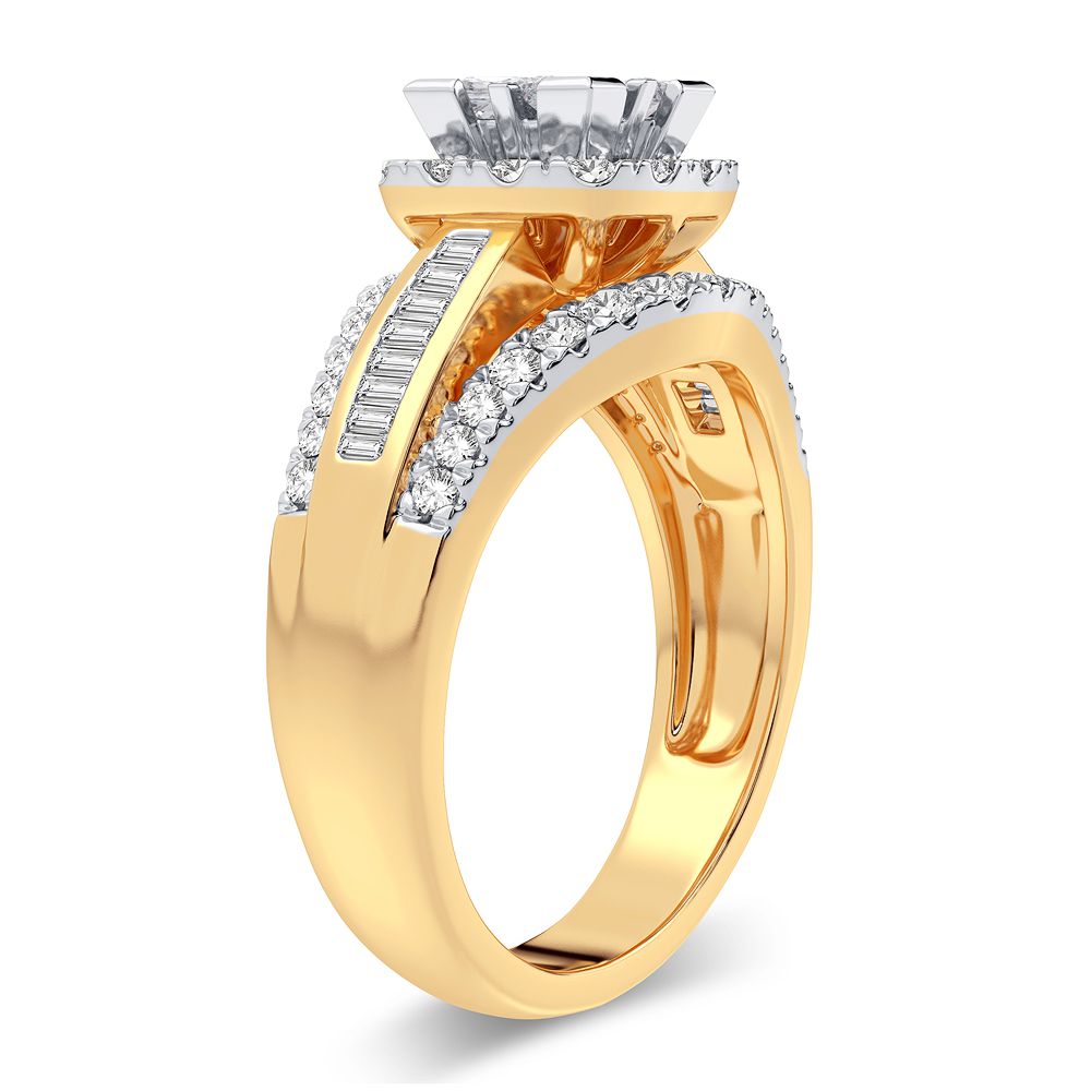Luminous 14K Yellow Gold Lab Diamond Engagement Ring (0.90CT)