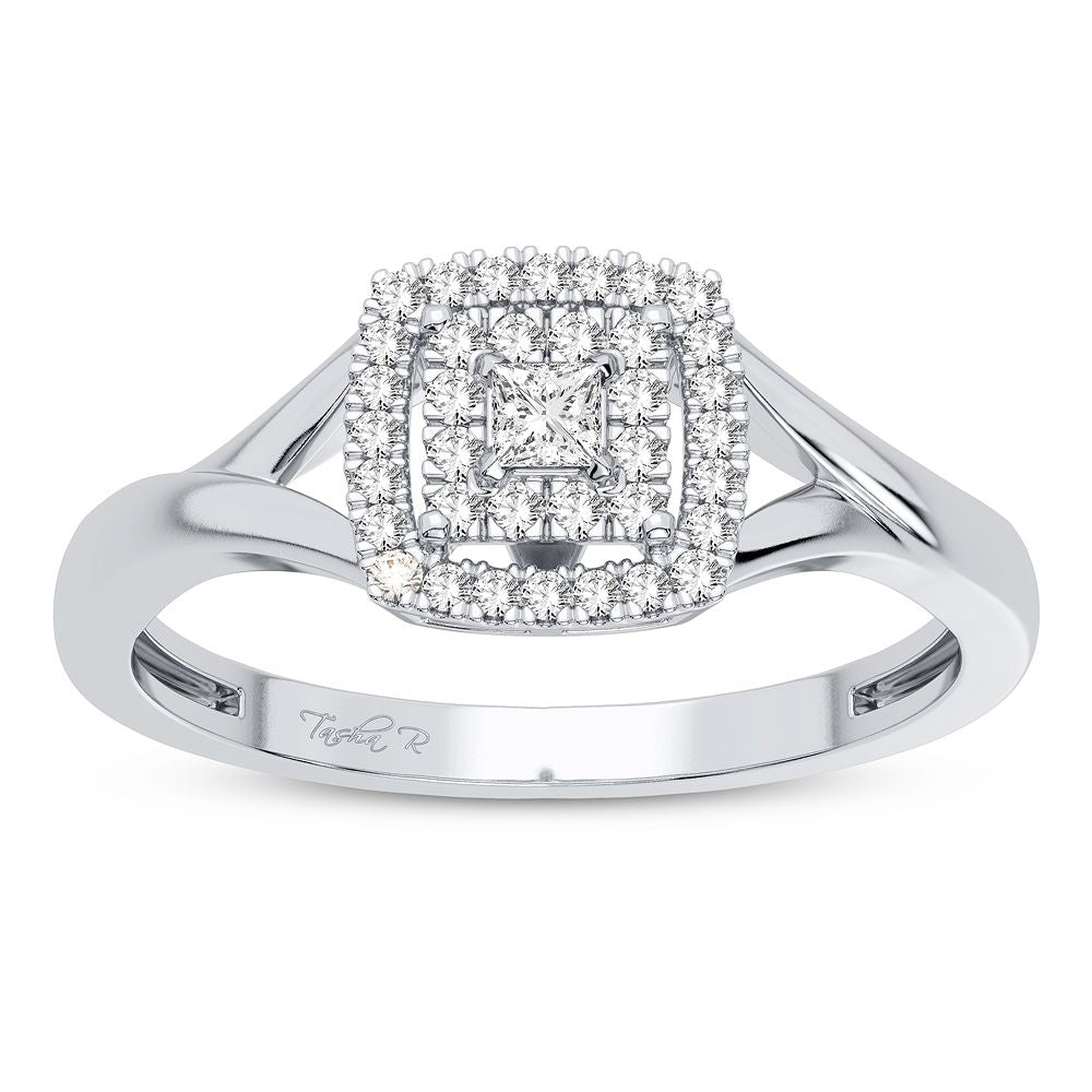 Chic 10k White Gold Lab Diamond Fashion Ring for Women
