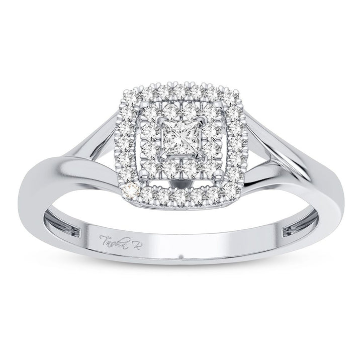 Chic 10k White Gold Lab Diamond Fashion Ring for Women