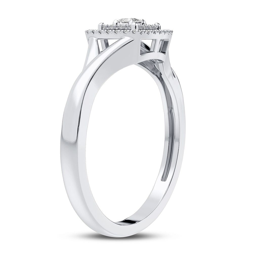 Chic 10k White Gold Lab Diamond Fashion Ring for Women