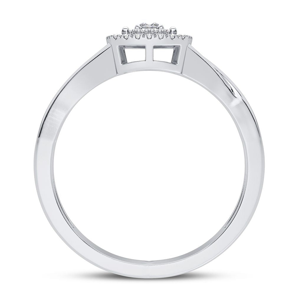 Chic 10k White Gold Lab Diamond Fashion Ring for Women