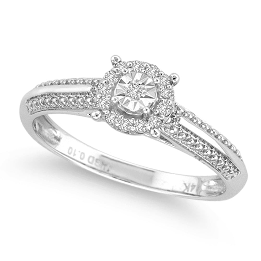Timeless 14k White Gold Lab Diamond Promise Ring (0.10CT)