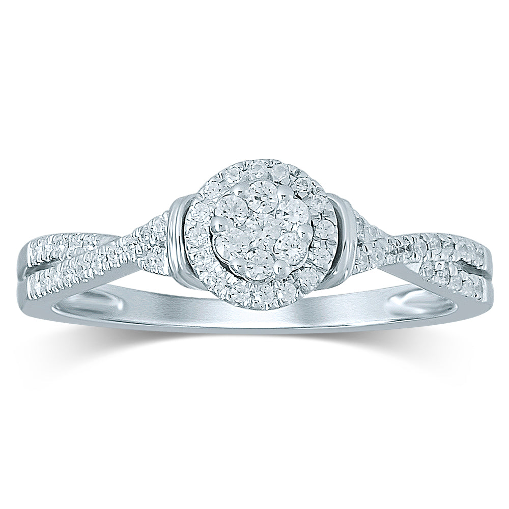 Romantic 14k White Gold Lab Diamond Promise Ring (0.25ct)