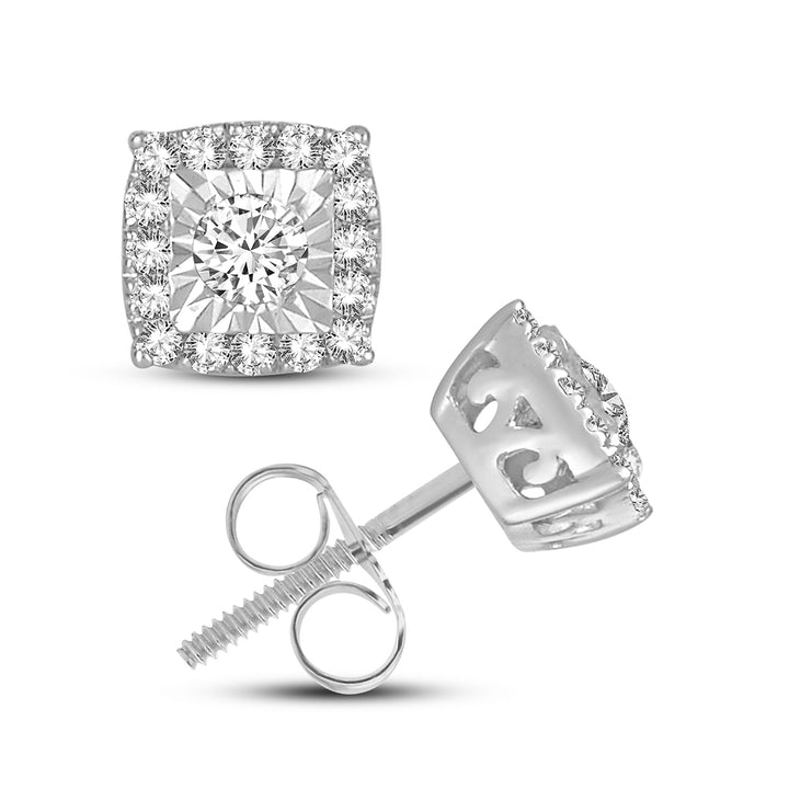 Chic 14k White Gold 0.26CT Lab Diamond Stud Earrings