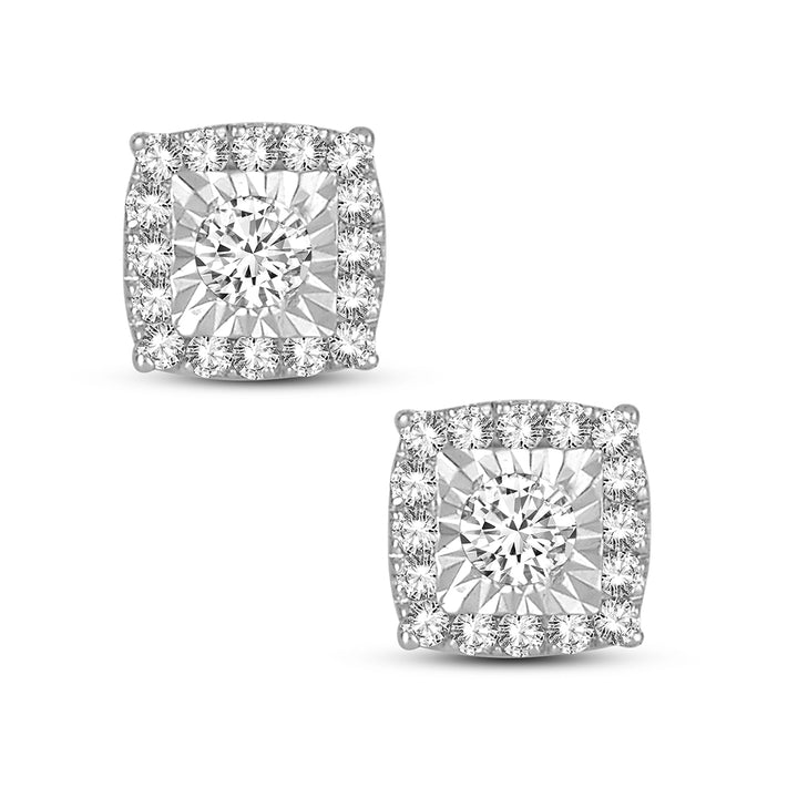 Chic 14k White Gold 0.26CT Lab Diamond Stud Earrings