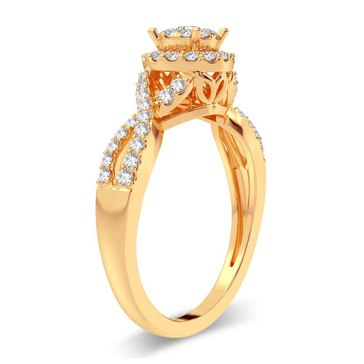 14K Yellow Gold 0.38CT Lab Diamond Womens Engagement Ring