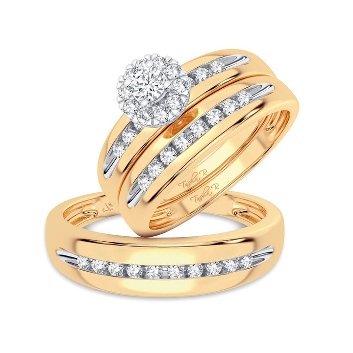 14k Yellow Gold Lab Diamond Trio Set for Modern Women