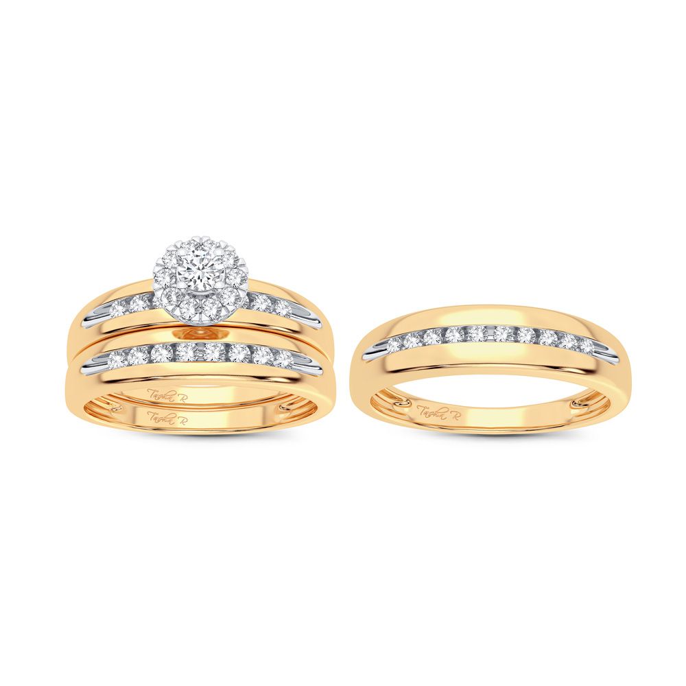 14k Yellow Gold Lab Diamond Trio Set for Modern Women