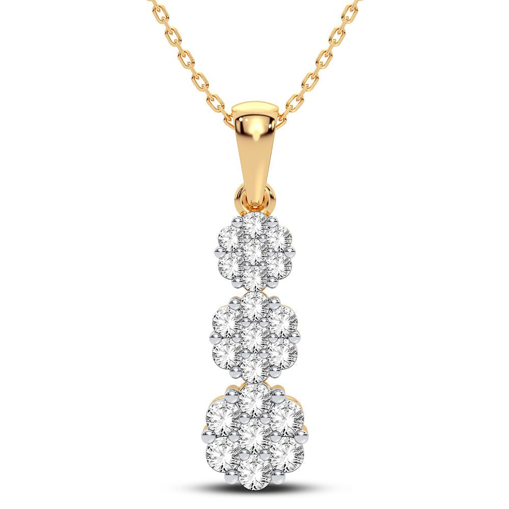Luminous 14K Yellow Gold Lab Diamond Womens Pendant