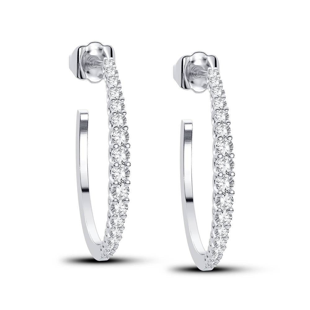 14K White Gold Lab Diamond Hoop Earrings (0.33CT)