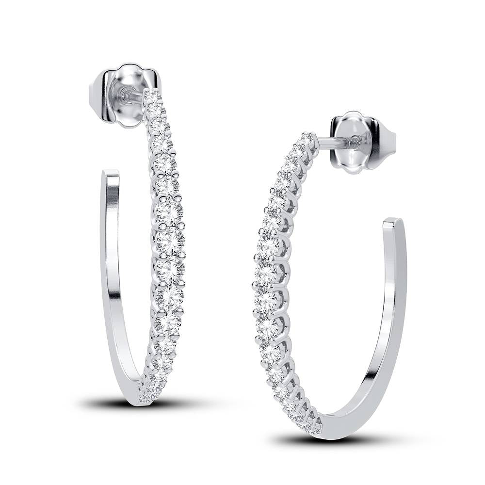 14K White Gold Lab Diamond Hoop Earrings (0.33CT)