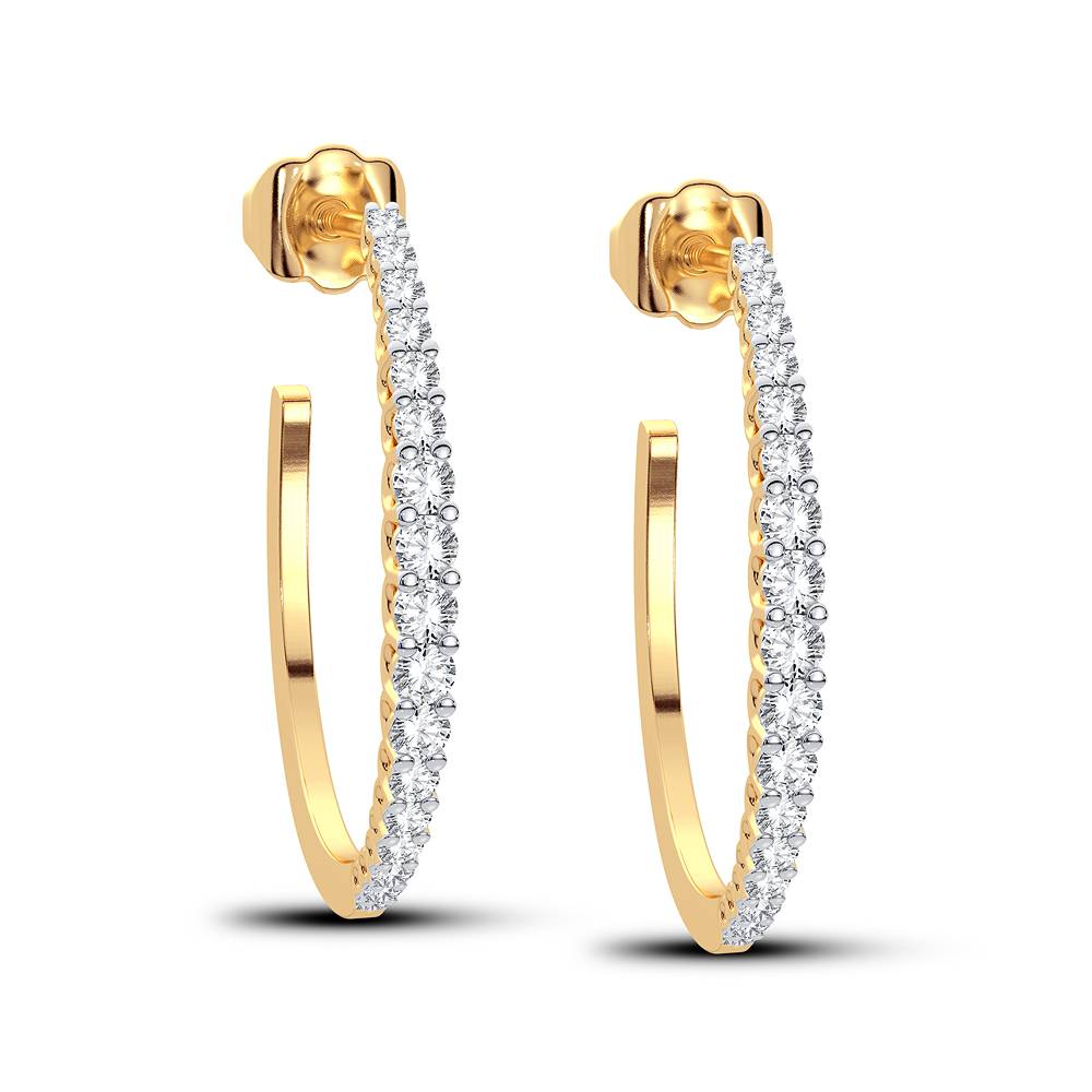 Elegant 14K Gold 0.33CT Lab Diamond Womens Hoops