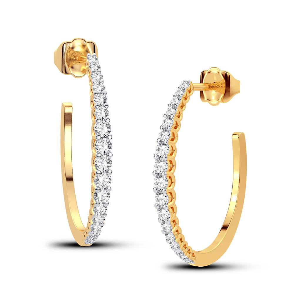 Elegant 14K Gold 0.33CT Lab Diamond Womens Hoops
