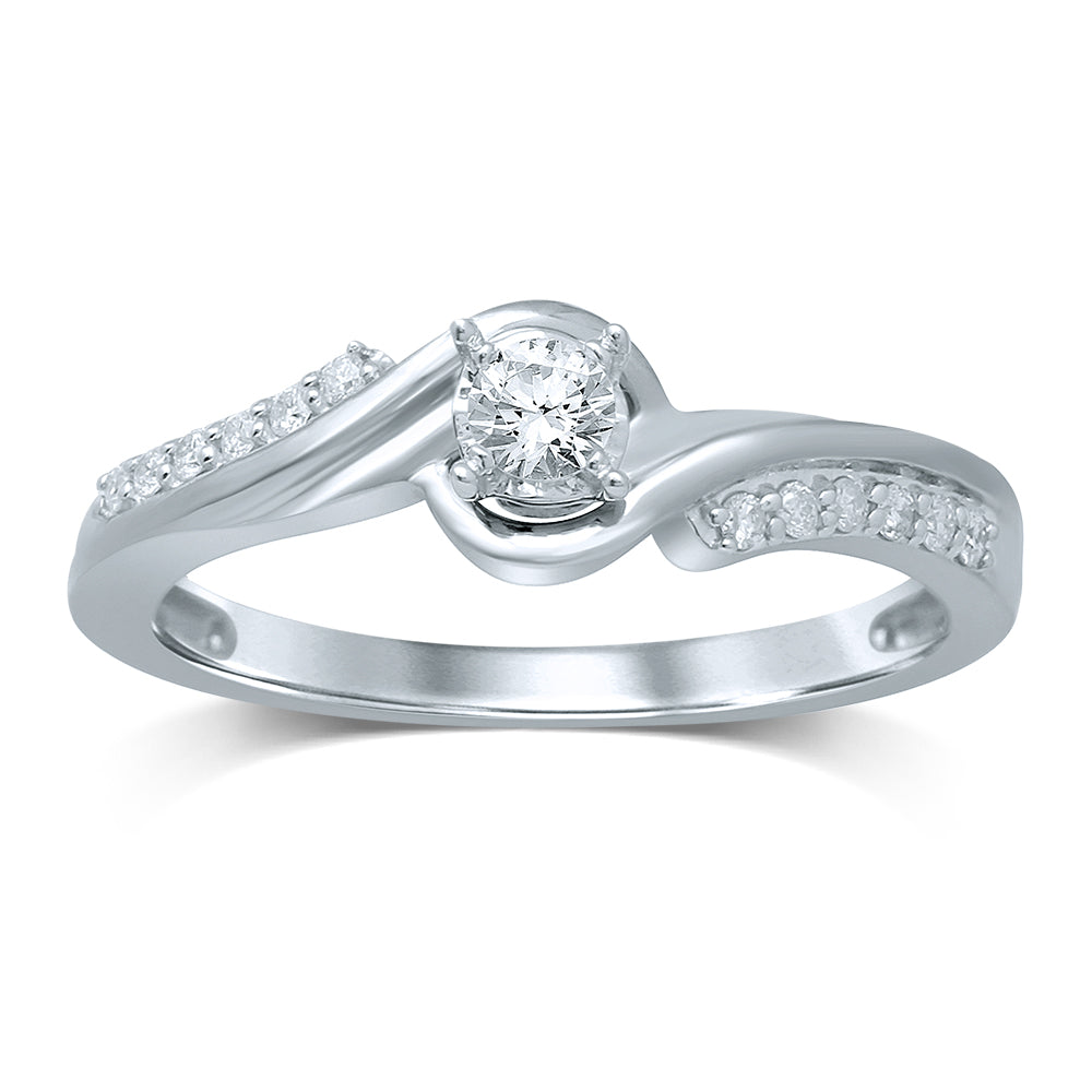 Sparkling 10k White Gold Lab Diamond Promise Ring for Her