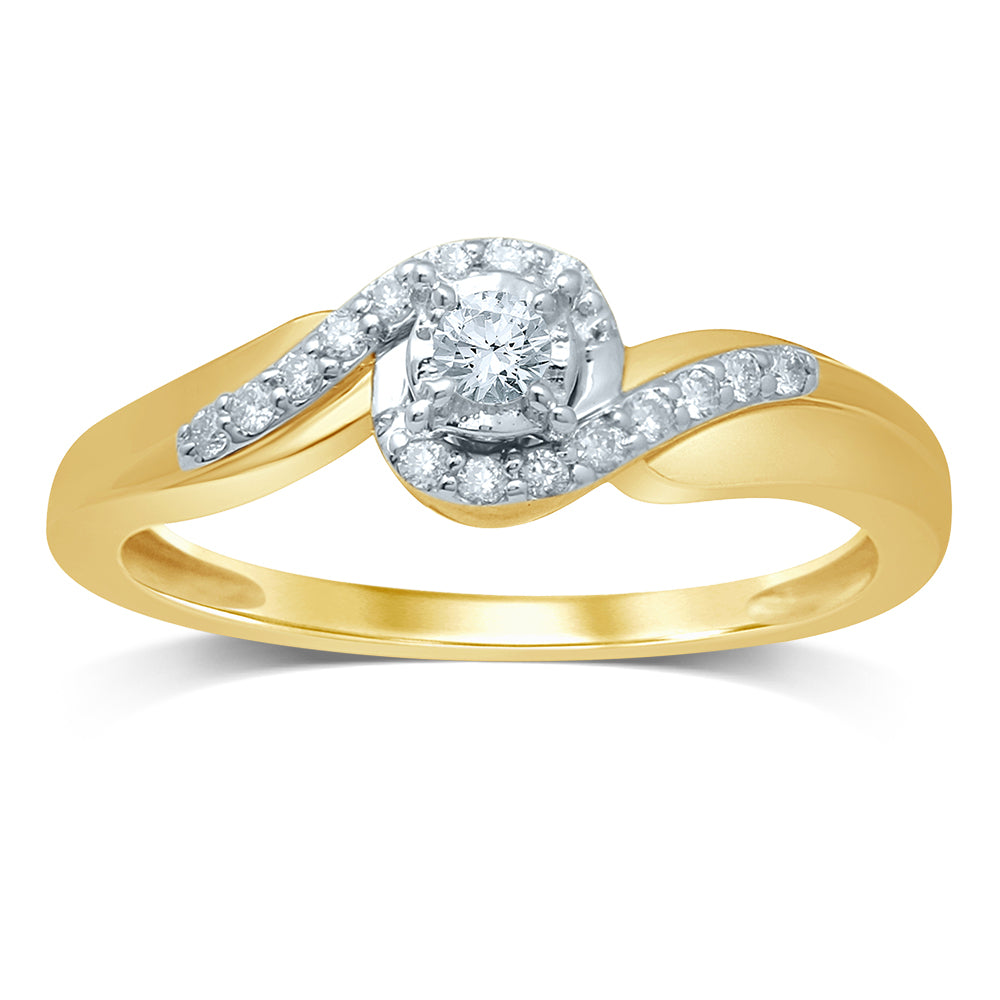 10K Yellow Gold 0.20CT Lab Diamond Womens Promise Ring