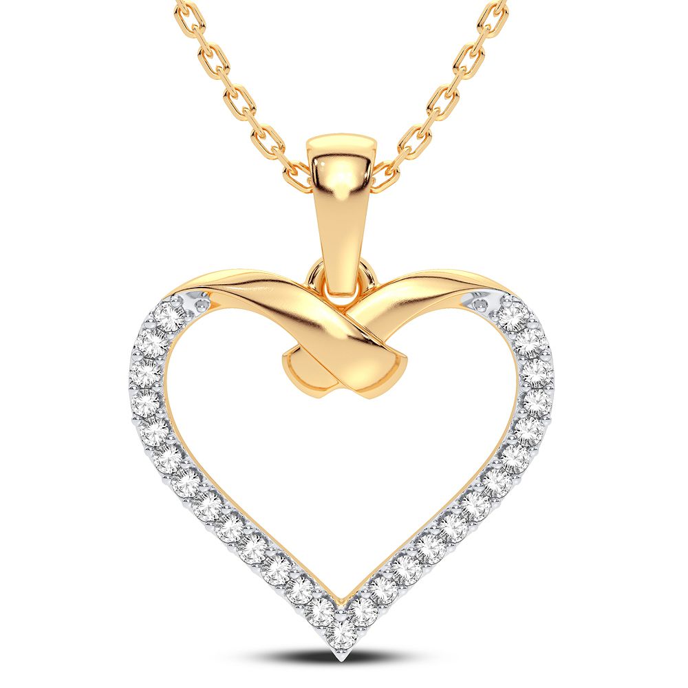 Refined 14K Yellow Gold Womens Lab Diamond Pendant