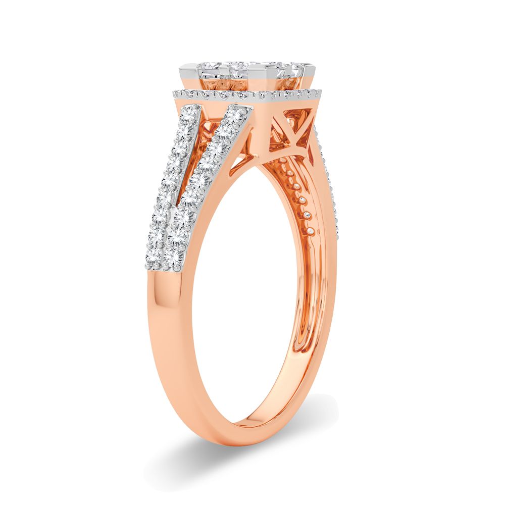 Romantic 14k Rose Gold 0.62CT Lab Diamond Engagement Ring
