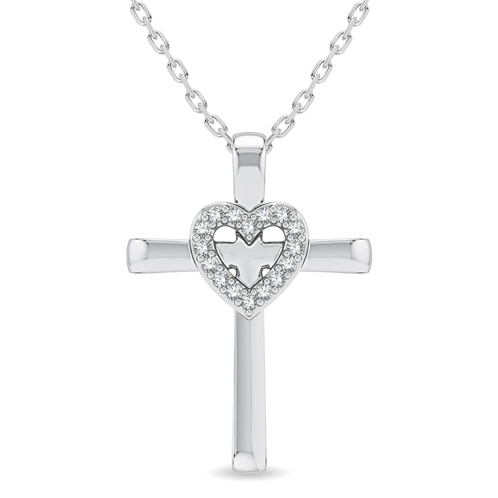 Luminous Faith: 14k White Gold Lab Diamond Religious Pendant