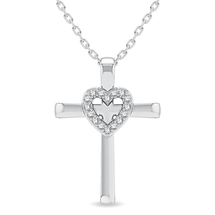 Luminous Faith: 14k White Gold Lab Diamond Religious Pendant