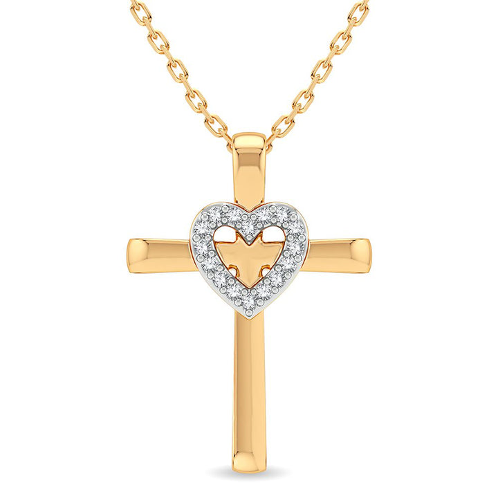 14K Yellow Gold Lab Diamond Religious Pendant for Women