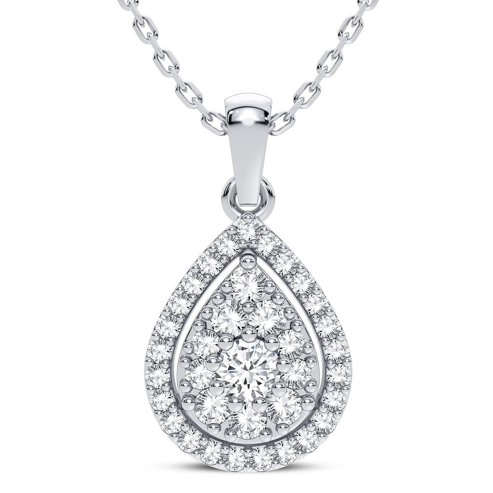 Chic 14k White Gold 0.30CT Lab Diamond Womens Pendant