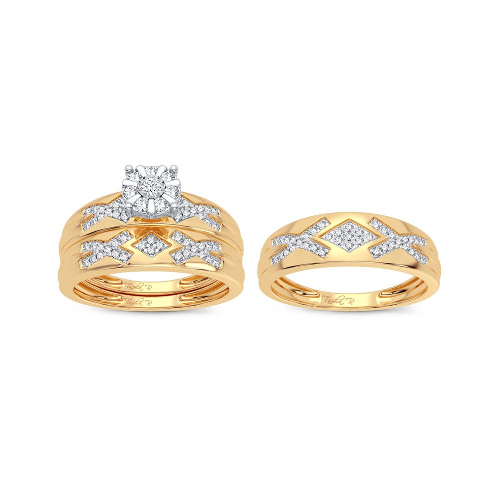 14K Yellow Gold Lab Diamond Womens Trio Jewelry Set