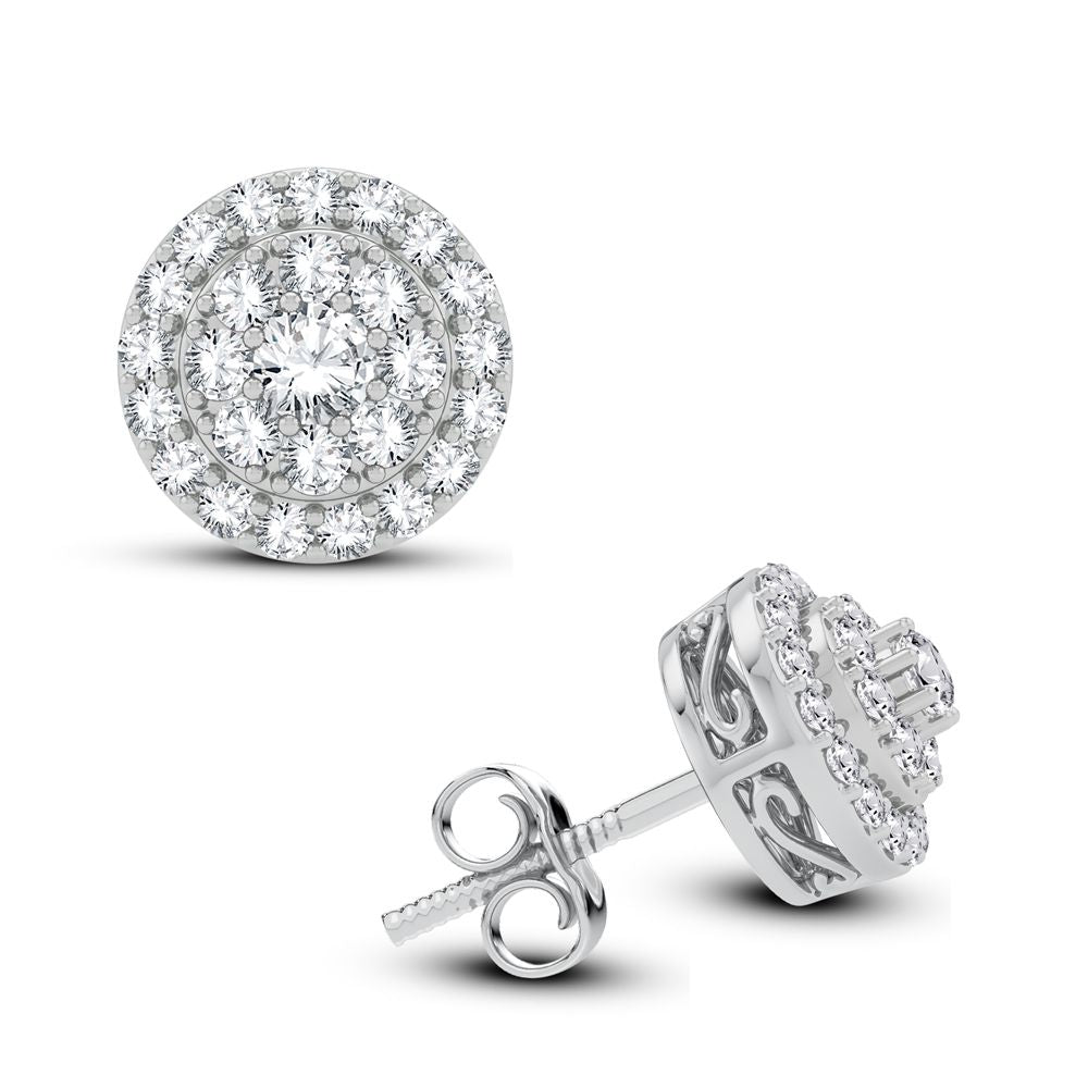 14k White Gold Lab Diamond Stud Earrings for Women