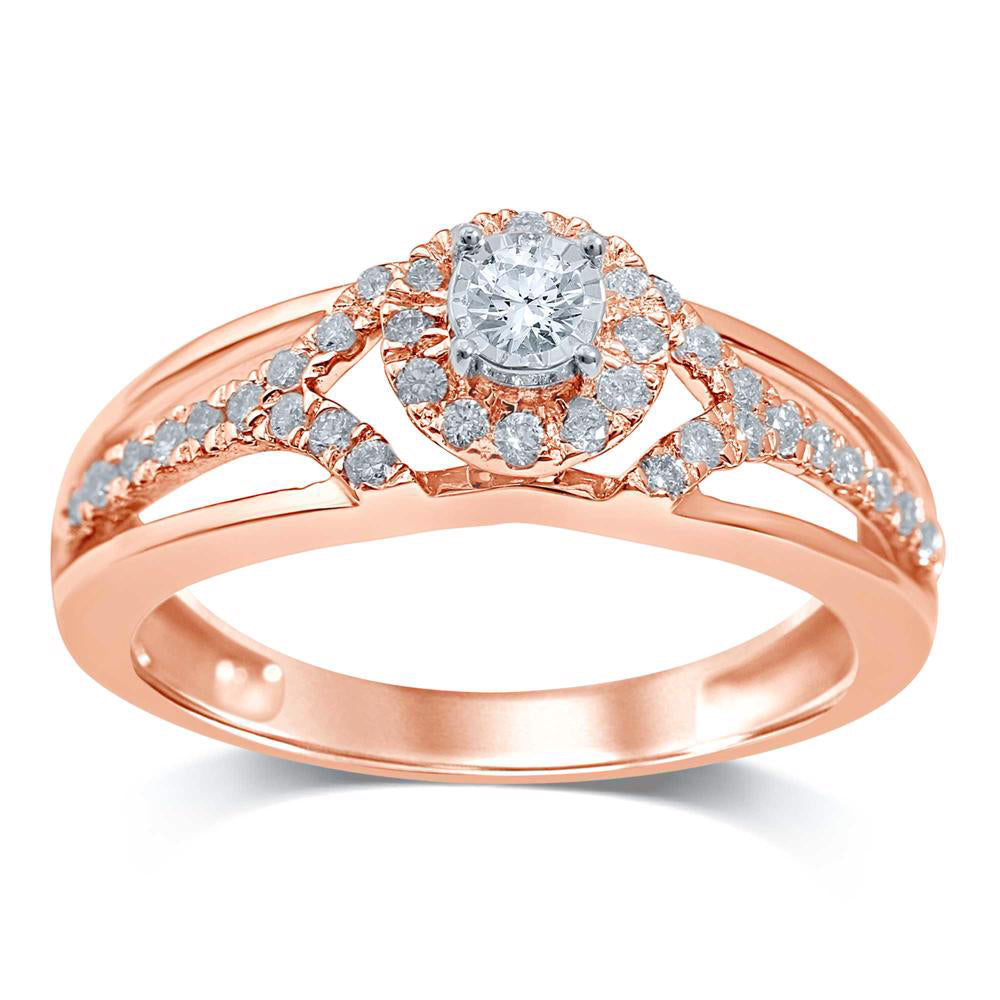Chic 14k Rose Gold Lab Diamond Fashion Ring - 0.33CT