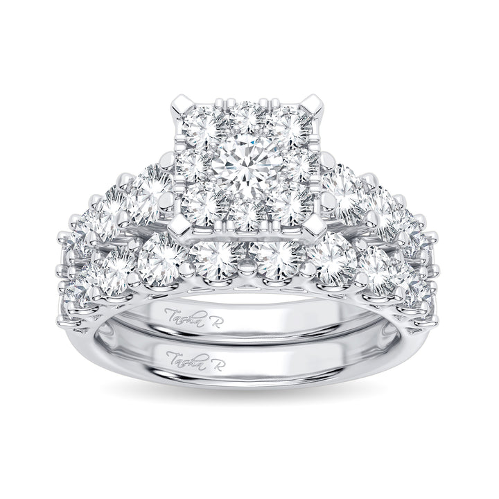 Brilliant 14k White Gold 2CT Lab Diamond Bridal Ring
