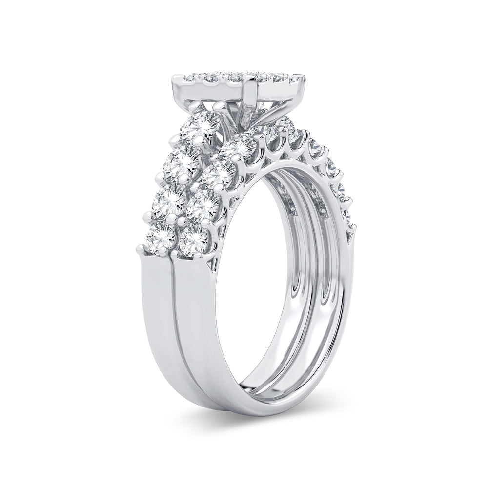 Brilliant 14k White Gold 2CT Lab Diamond Bridal Ring