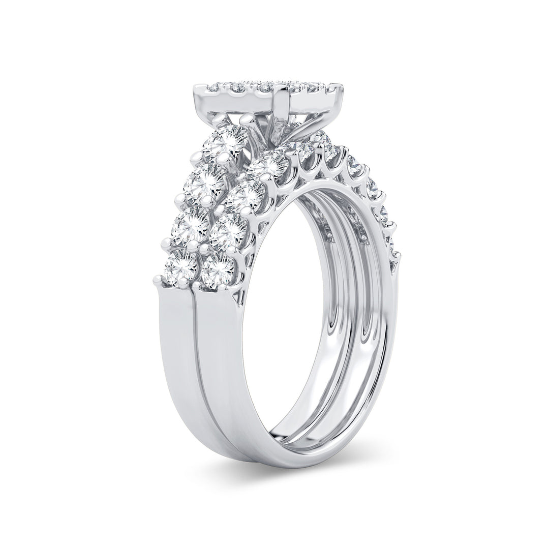 Brilliant 14k White Gold 2CT Lab Diamond Bridal Ring