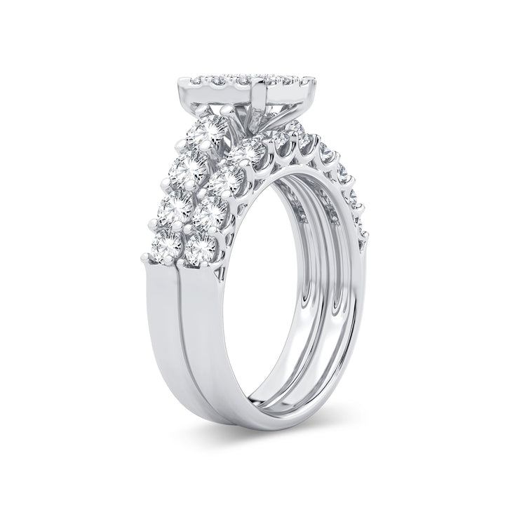 Brilliant 14k White Gold 2CT Lab Diamond Bridal Ring
