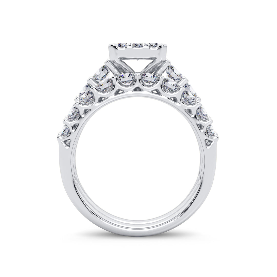 Brilliant 14k White Gold 2CT Lab Diamond Bridal Ring