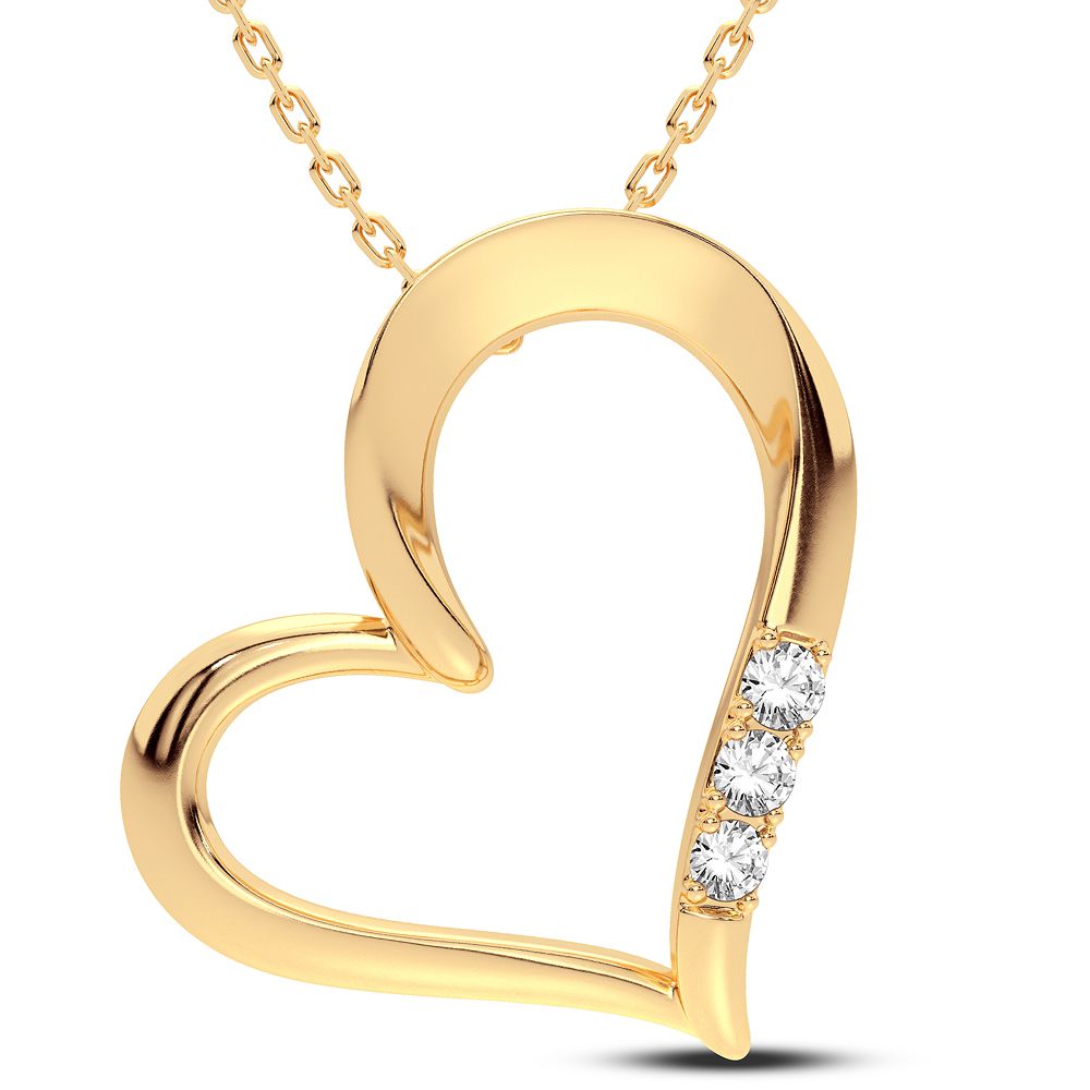 14k Yellow Gold Lab Diamond Womens Delicate Pendant Necklace