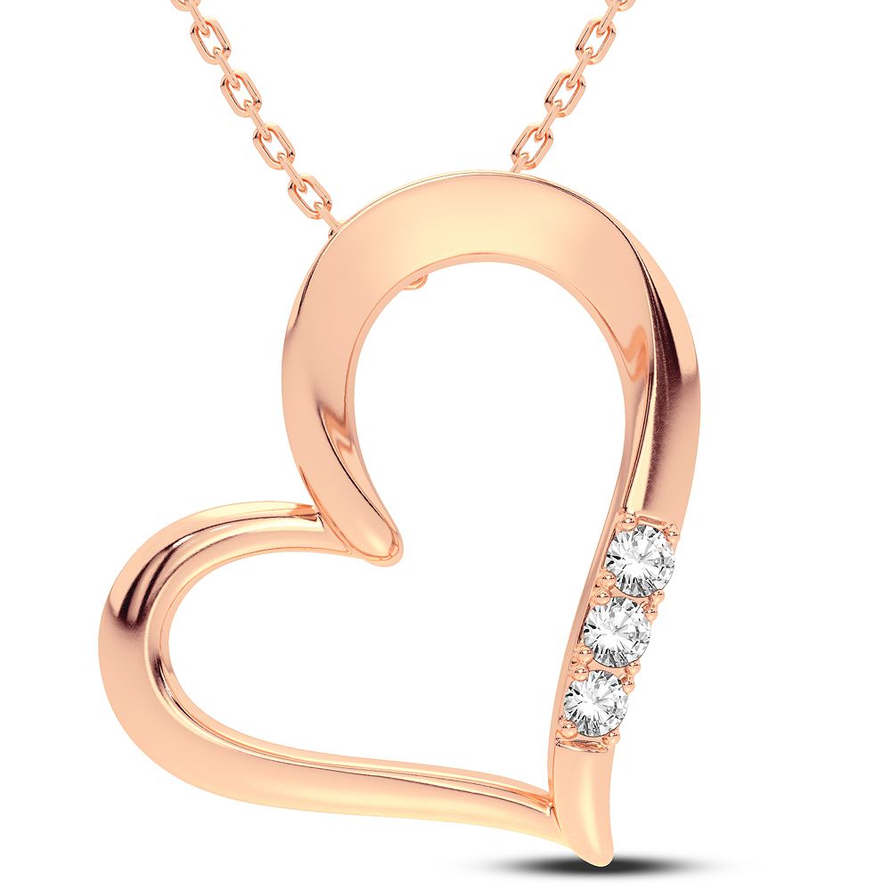 Delicate 14k Rose Gold Lab Diamond Womens Pendant
